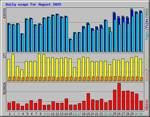 Daily usage for August 2025